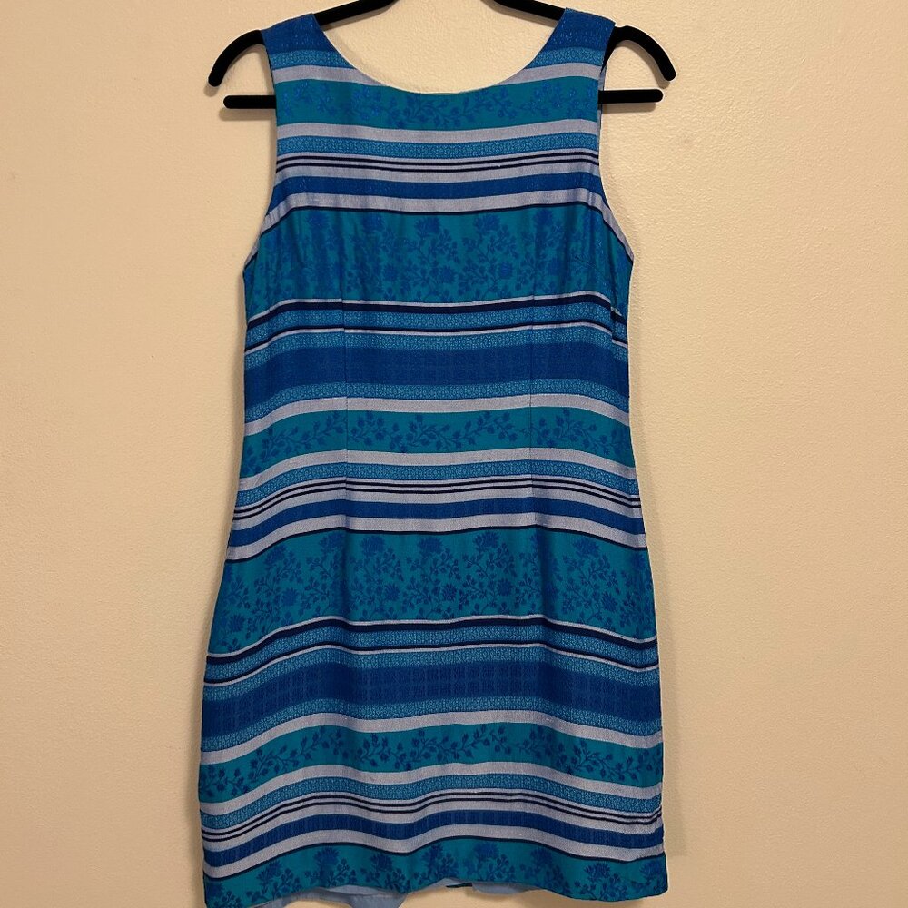 Floral Blue Sheath Dress, 10